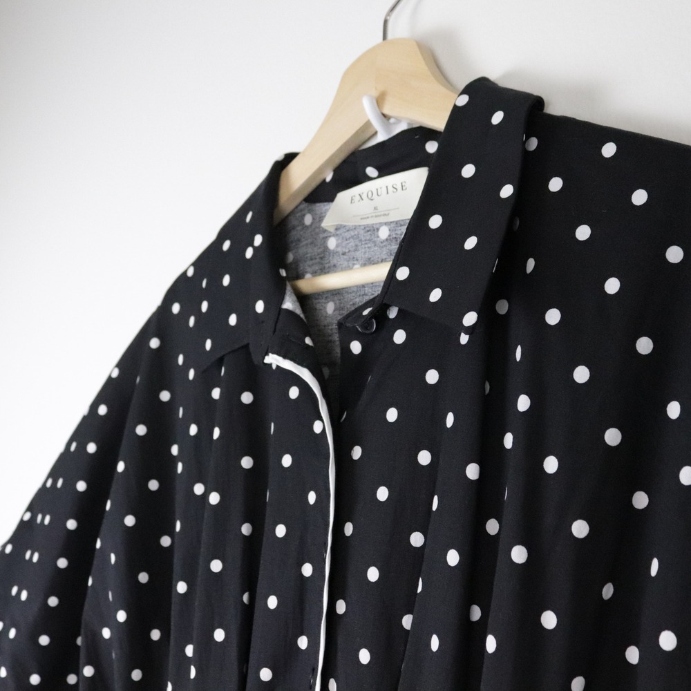 NWT Anthropologie Exquise The Tobie Shirt Dress Black White Polka Dot XL Midi - Picture 4 of 12